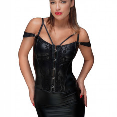 Corset Sexy Material Wetlook si Dantela Extra Bretele S