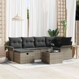 Gossi set canapea gradina 7 piese cu perne gri ratan poliester