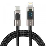 Cablu Date si Incarcare USB-C - Lightning Lito LD09CL Display, 36W, 1.2m, Negru