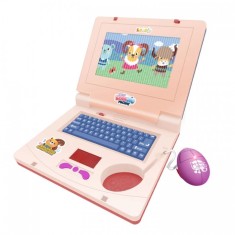 Laptop de Jucarie cu Sunete si Lumini, Plastic, 20 cm, Roz