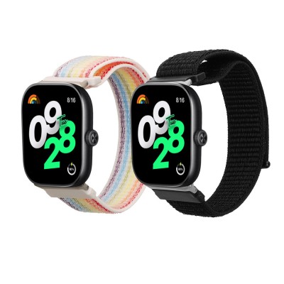Set 2 Curele Kwmobile pentru Xiaomi Redmi Watch 4 / Band 8 Pro, Negru/Multicolor, Nylon, KWM000025BE001C foto