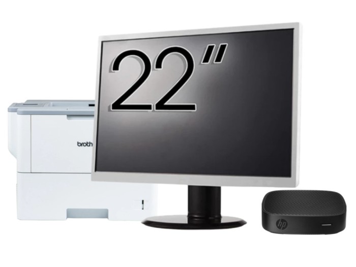 Pachet PC Second Hand HP T430 Thin Client, Intel Celeron N4000 1.10-2.60GHz, 2GB DDR4, 16GB SSD + Monitor 22&amp;quot; &amp; Imprimanta Brother HL-L6300DW New