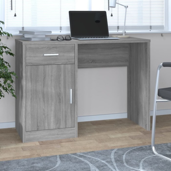 vidaXL Birou cu sertar și dulap gri sonoma 100x40x73 cm lemn prelucrat 342657
