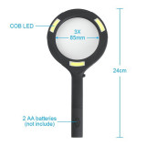 Lupa 3 leduri COB LED putere de marire 3X, diametru lentila 85 mm , 250 Lumeni