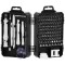 Set surubelnite de precizie, cu 117 piese, din otel, cu cutie din plastic, cu husa de depozitare, argintiu
