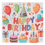 Servetele de masă Happy Birthday cu baloane pentru petreceri, CMCLASS