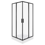 Solid SQ 90 negru pătrat cabină de duș cu tavă de duș