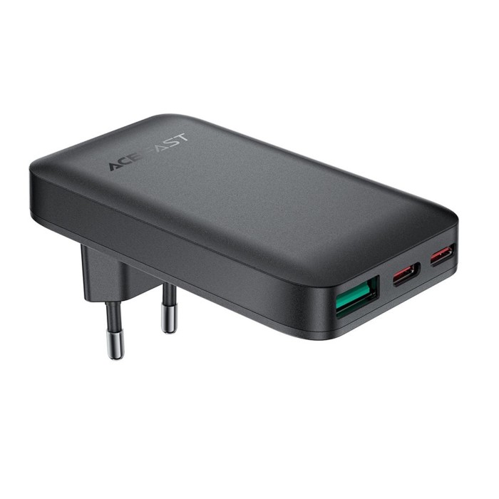 Incarcator priza Acefast (A100) - 2x Type-C, USB, 3in1, GaN Technology, PD65W, Fast Charging - Black