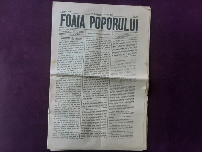 Ziarul Foaia Poporului din Sibiu Nr.29 - 12/ 24 iulie 1898