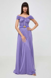 Elisabetta Franchi rochie culoarea violet, maxi, evazati, AB61642E2