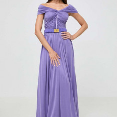 Elisabetta Franchi rochie culoarea violet, maxi, evazati, AB61642E2