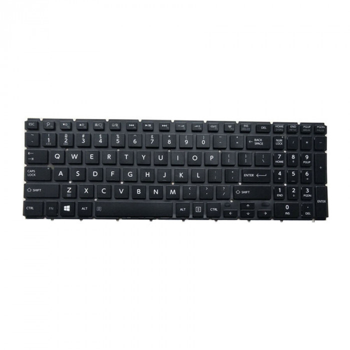 Tastatura Laptop, Toshiba, Satellite L50-B-25C, iluminata, fara rama, neagra, us