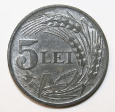 5 LEI 1942 . DETALII EXCELENTE . LUCIU DE BATERE PARTIAL .