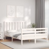 Gossi cadru de pat cu tablie, 140x190 cm, alb, lemn masiv