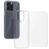 Husa si Folie Protectie pentru iPhone 16 Pro Max, Silicon, Anti-Alunecare, Anti-Galbenire, Transparenta, Grosime 2 mm, MCT