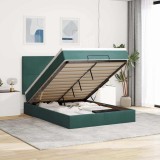 VidaXL Cadru de pat otoman cu saltele verde &icirc;nchis 140x200cm catifea 3313406