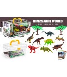Valiză cu 8 Figurine Dinozauri Set Jucării Copii Portabilă Plastic Non-Toxic 3+ Ani