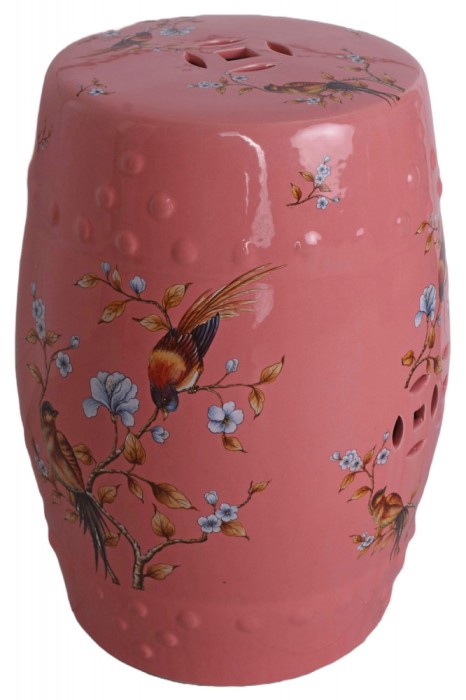 Scaun ceramica asiatica roz cu flori de cires PIN012