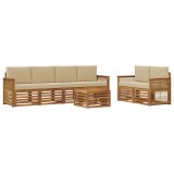 vidaXL Set de canapele de exterior cu pernă 7 pcs Natural și Bej 3384059