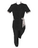 Costum Medical Pe Stil, Negru cu Elastan cu Garnitură, Model Andreea - M, S