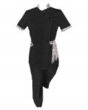Costum Medical Pe Stil, Negru cu Elastan cu Garnitură, Model Andreea - 3XL, 3XL