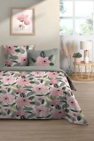 Lenjerie Dorine Pat Dublu, 3 Piese, Cearsaf Pilota 240x220cm, 2 Fete De Perna 63&times;63cm, Culoare Multicolor, 100% Bumbac Oeko Tex