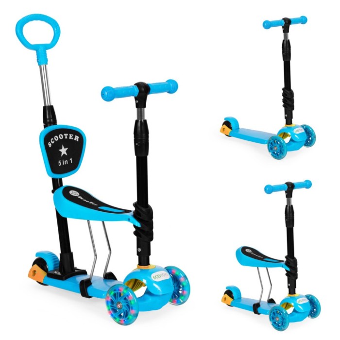H&aacute;romkerekű roller Led kerekekkel 3 az 1-ben k&eacute;k