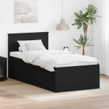 vidaXL Cadru de pat cu headboard Negru 90 x 200 cm Lemn compozit 3408621