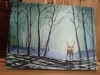 Tablou peisaj cu cerb, Animale, Acrilic, Realism
