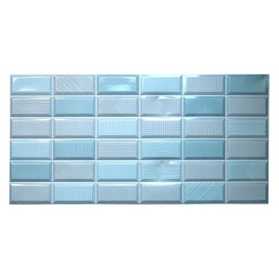 Panou decorativ, PVC, model caramida 3D, albastru, 96x48.5 cm foto