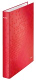 Caiet mecanic Leitz WOW, carton laminat, partial reciclat, certificare FSC, A4, mecanism 2DR, inel 25 mm, rosu