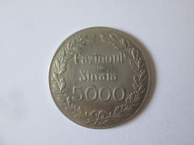 Jeton 5000 Cazinoul din Sinaia circa 1933,diametrul=35 mm,greutate=12,80 grame foto