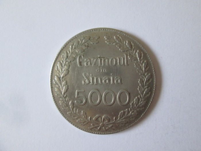 Jeton 5000 Cazinoul din Sinaia circa 1933,diametrul=35 mm,greutate=12,80 grame