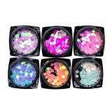 Set 6 paiete decorative pentru unghii, rotunde, multicolor