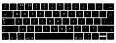 Protectie din silicon pentru tastatura, model limba engleza, culoare neagra, compatibila cu MacBook PRO 13 15 inch cu Touch Bar pentru Model A2159 A19