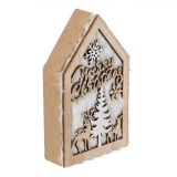 Decorațiune Lemn, Căsuță Crăciun, Alb-Roz, 7x11 cm, Oem