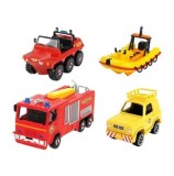 Set 4 vehicule metalice Dickie Toys Pompierul Sam, cu barca, scara 1:64