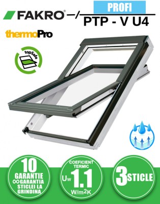 Fereastra mansarda FAKRO PTP-V U4, din PVC, 3 sticle foto