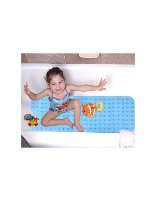 Covoras albastru antiderapant cu ventuze pentru suprafete umede, cauciuc, 100 x 40 cm