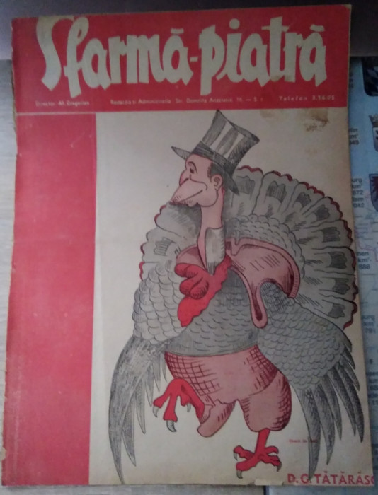 Revista SFARMĂ - PIATRĂ : GH. TATARASCU, caricatură - 3 august 1936
