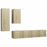 Cumpara ieftin Set de dulapuri TV, 4 piese, stejar sonoma, lemn prelucrat