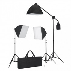 vidaXL Set studio foto cu lumini softbox, fundal ?i reflector foto