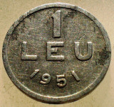 1.358 ROMANIA RPR 1 LEU 1951, Aluminiu