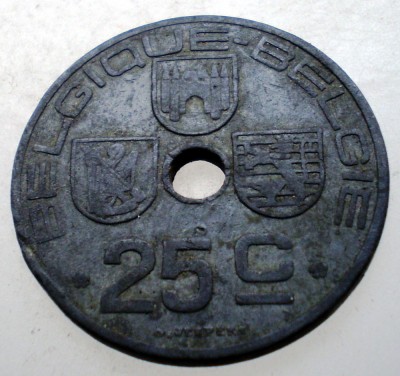 2.028 BELGIA WWII 25 CENTIMES 1943 foto