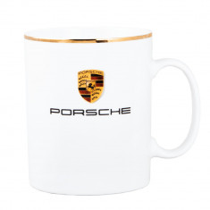 Cana ceramica Porsche, 450 ml, Alb/Auriu foto