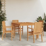 Set masa gradina vidaXL, lemn masiv tec, 5 piese, 110x110cm, stivuibil, maro