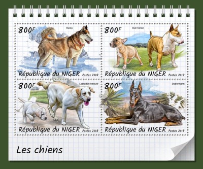 NIGER 2018 - Caini /set complet-bloc + colita MNH (2 imagini) foto