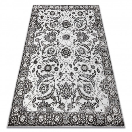 Covor MATEO 8037/644 Modern cadru, flori - structural gri, 200x290 cm
