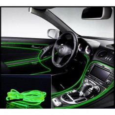 Fir neon banda led lumina ambientala auto bord portiere 5m usb verde el wire foto