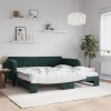 VidaXL Pat de zi cu extensie și saltele verde &icirc;nchis 100x200cm catifea 3197096